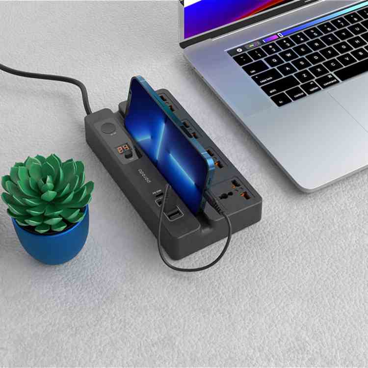 Porodo Multi-Function Socket with Phone Stand and Digital Timer