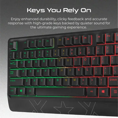 Vertux Backlit Ergonomic Wired Gaming Keyboard & Mouse (EN/AR)