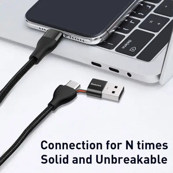 Baseus 2-in-1 Dual Output cable USB-A+Type-C TO IP 18W MAX 1m