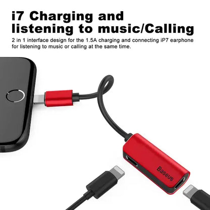 Baseus IP ذكر إلى IP+iP أنثى محول L37 أحمر