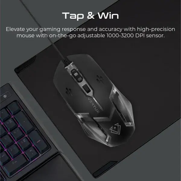 Vertux Backlit Ergonomic Wired Gaming Keyboard & Mouse (EN/AR)