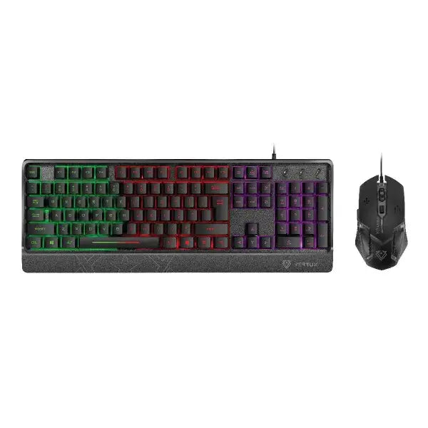 Vertux Backlit Ergonomic Wired Gaming Keyboard & Mouse (EN/AR)