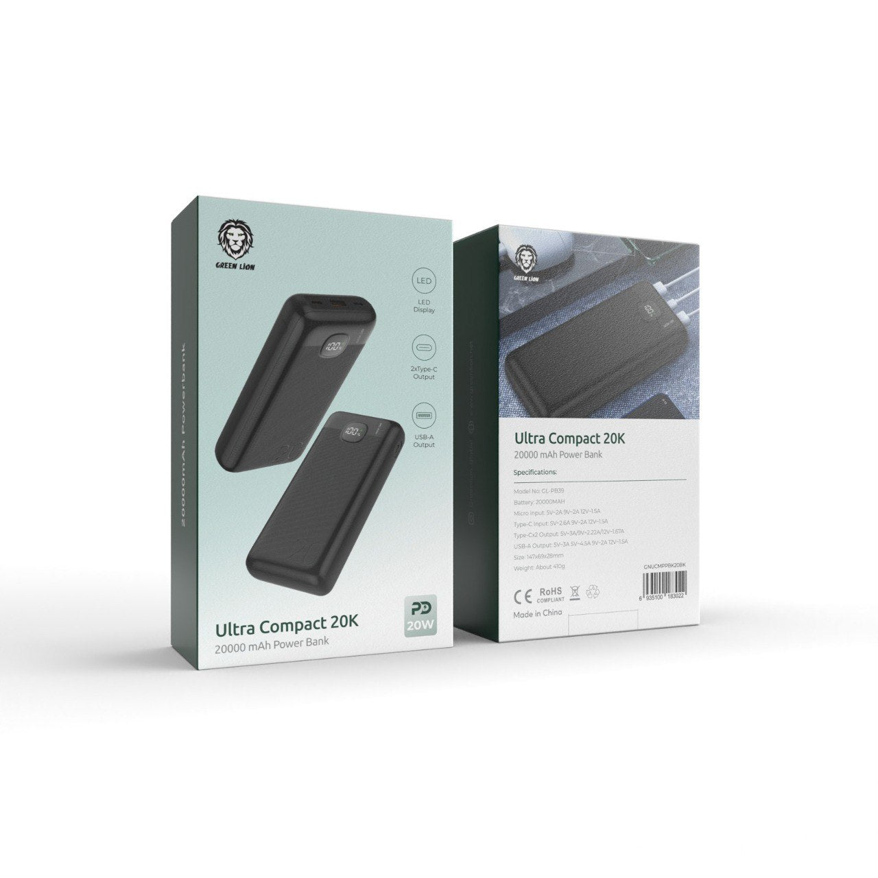 Green Lion Ultra  Compact Power Bank PD 20W 20000mAh