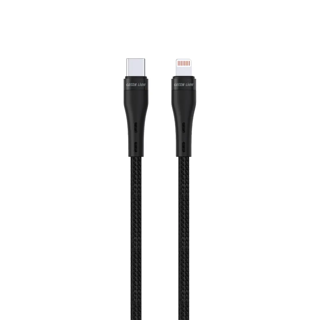 Green Lion USB-C to Lightning Braided Cable 20W - Black