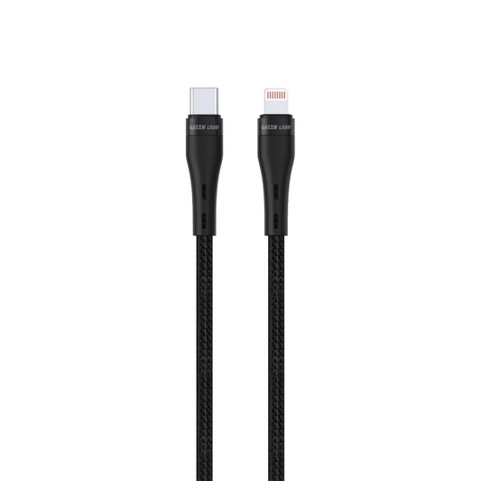 Green Lion USB-C to Lightning Braided Cable 20W - Black
